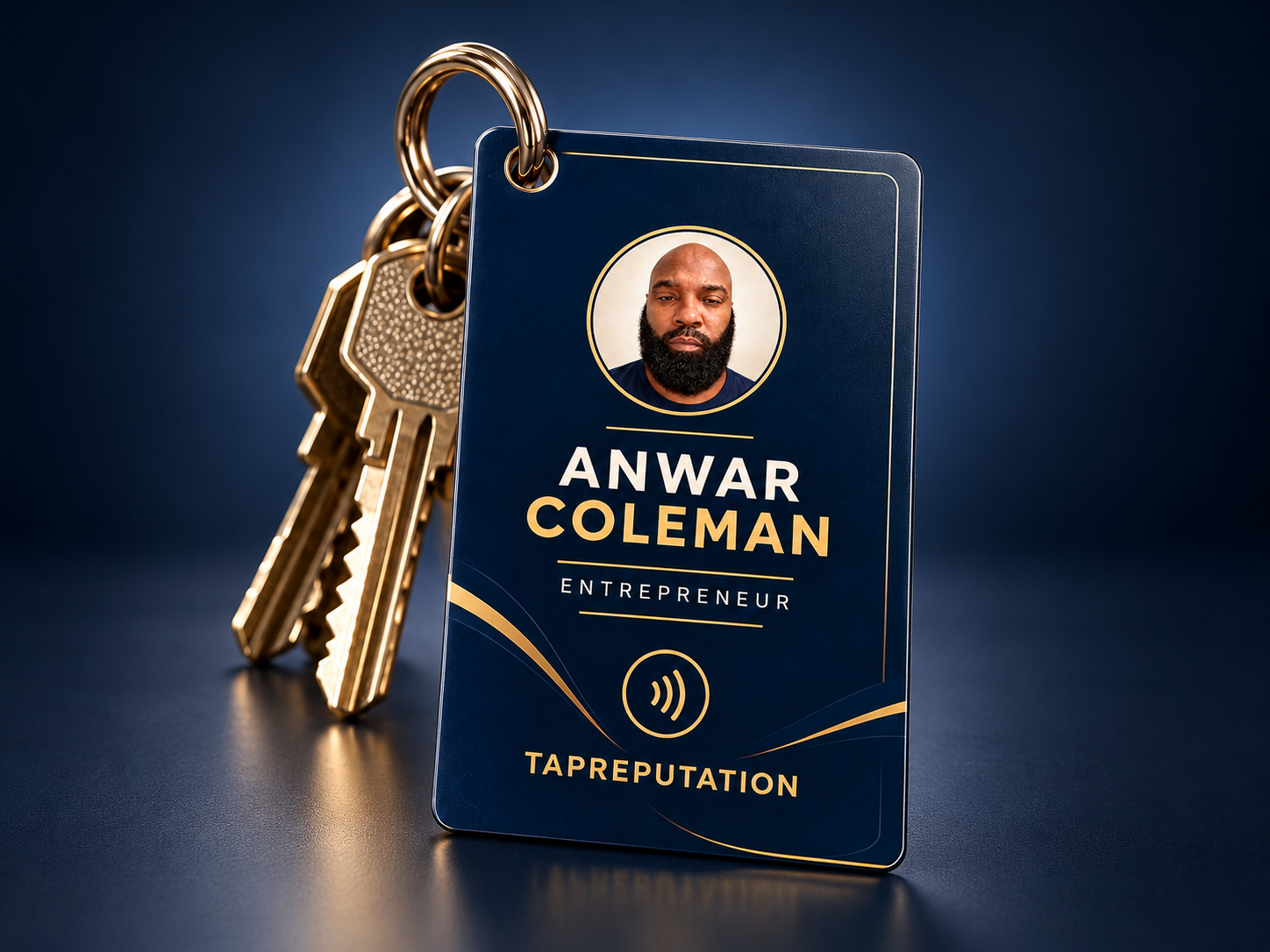 Personalized business InfoCard on a keychain